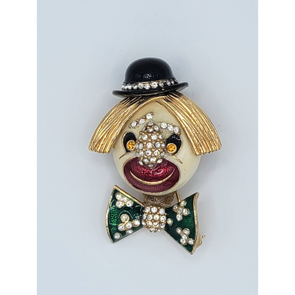Vintage Ciner Coco the Clown Rhinestone Brooch